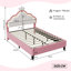 Velvet Crown Bed Frame with Pink Upholstery and Headboard-1826433689