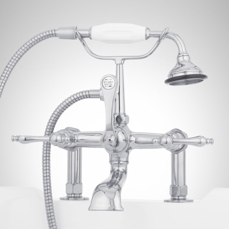 Chrome Telephone Style Deck Mounted Roman Tub Faucet with Lever Handles