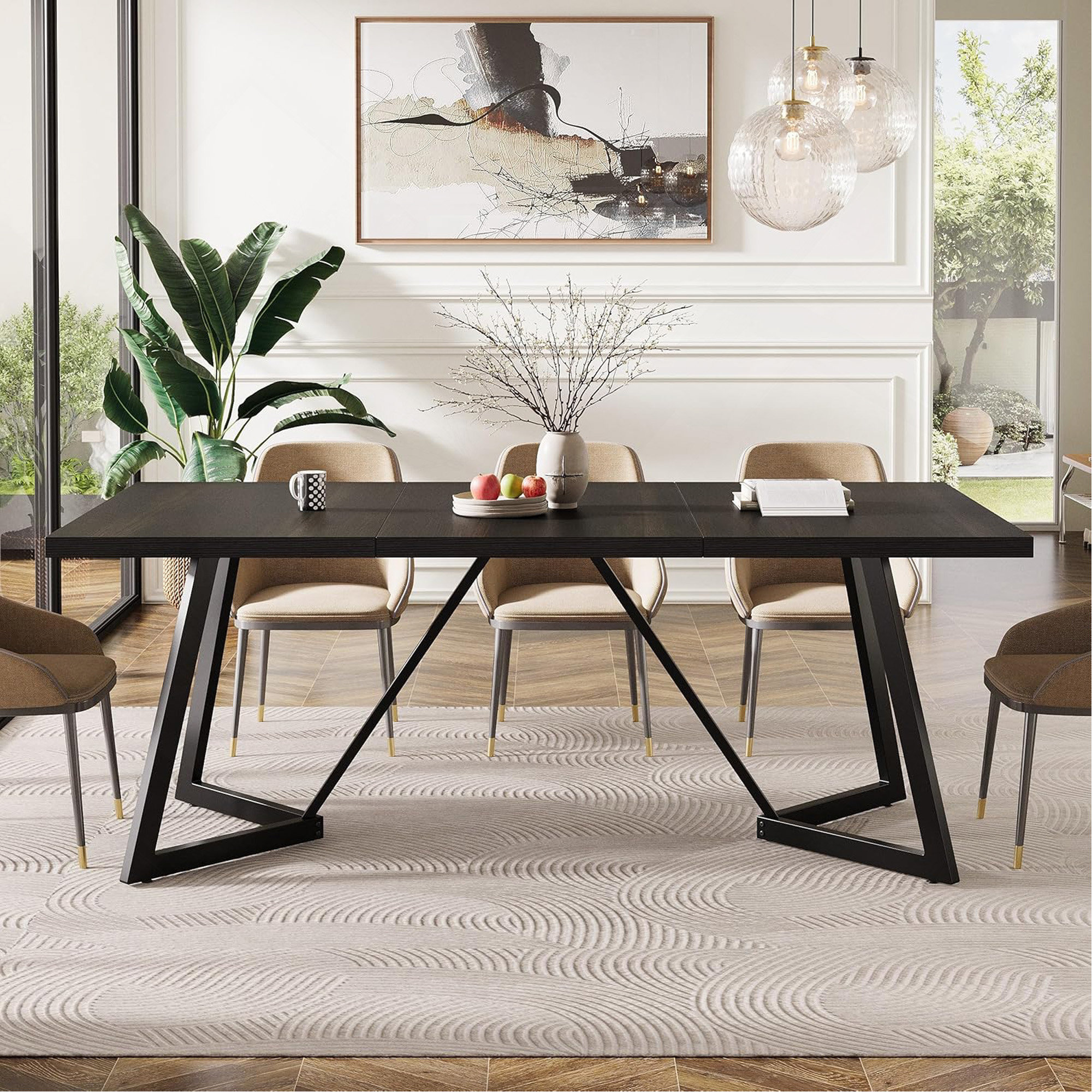 Ebern Designs 71" Large Dining Table For 6-8 People, Modern Rectangular ...