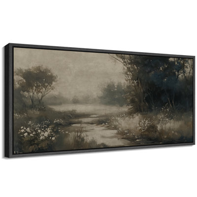 «Moody Dark Green Forest», art mural paysage rustique, impression numérique sur toile, art numérique