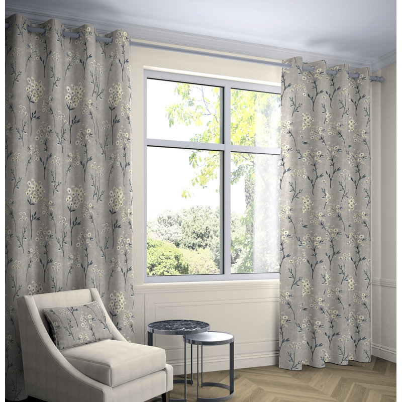 Precita Cotton Blackout Curtain Pair, Width 167 W x Drop 228 cm, Soft Grey