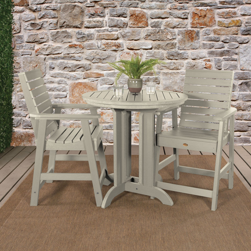 Machado 2-Person 36" Round, Counter-Height Dining Set, Whitewash