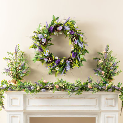 24"D Spring Lavender & Bird Nest Wreath
