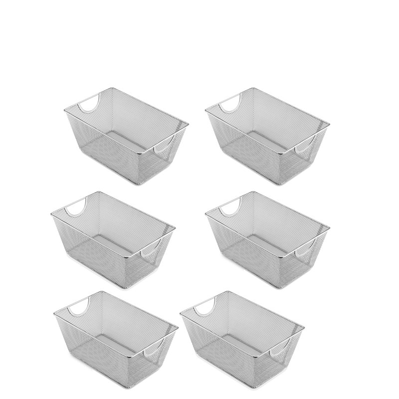 Rebrilliant Decorative Basket, 6" H x 10" W x 9" D, Silver