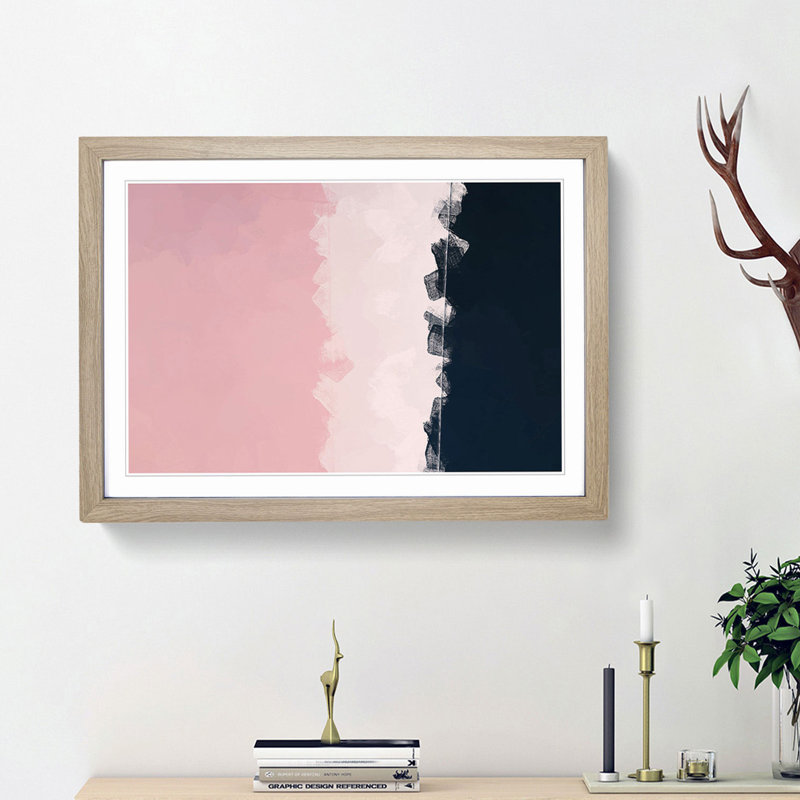 Elation of Deisre in Abstract - Picture Frame Painting Print, 27cm H x 36cm W x 2cm D, Oak Framed