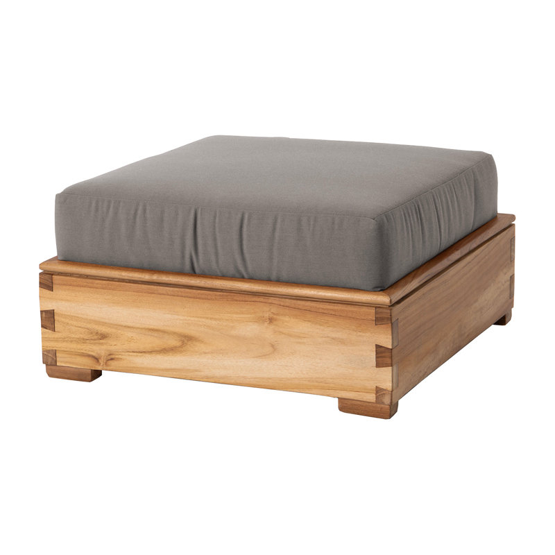 Arrihanna Outdoor Teak Ottoman, Taupe