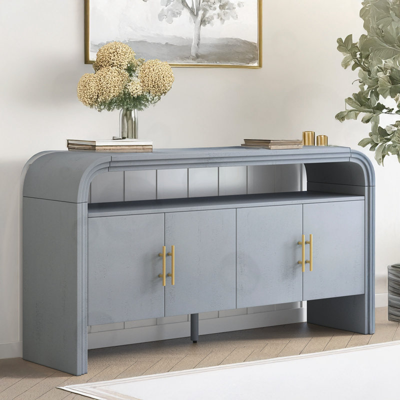 La console comporte un placage de sapin traité durable, Gris