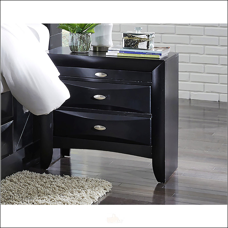 Table de chevet Lucille avec tiroirs spacieux et lignes épurées, parfaite pour les chambres à coucher modernes et le rangement efficace.