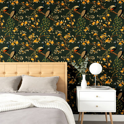 Papier peint adhésif auto-adhésif et amovible Peacock and Floral