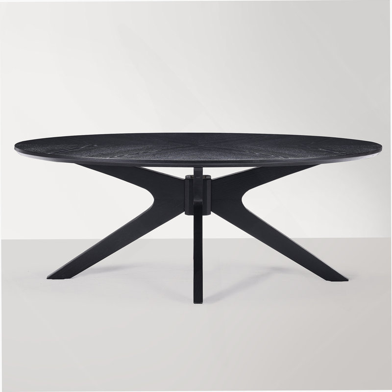 Table basse de bureau, table basse en bois de 47 po avec cadre en bois, table basse ovale pour le salon, la chambre à coucher, plateau de table et cadre noir de 47 po