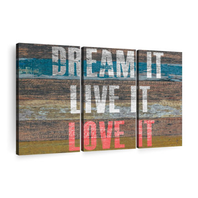 " Dream Live Love Quote " 3 Piece Art Set