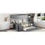 Lit superposé gris avec lit gigogne, bureau, prises de courant et rangement pour lit simple pratique - agencement confortable