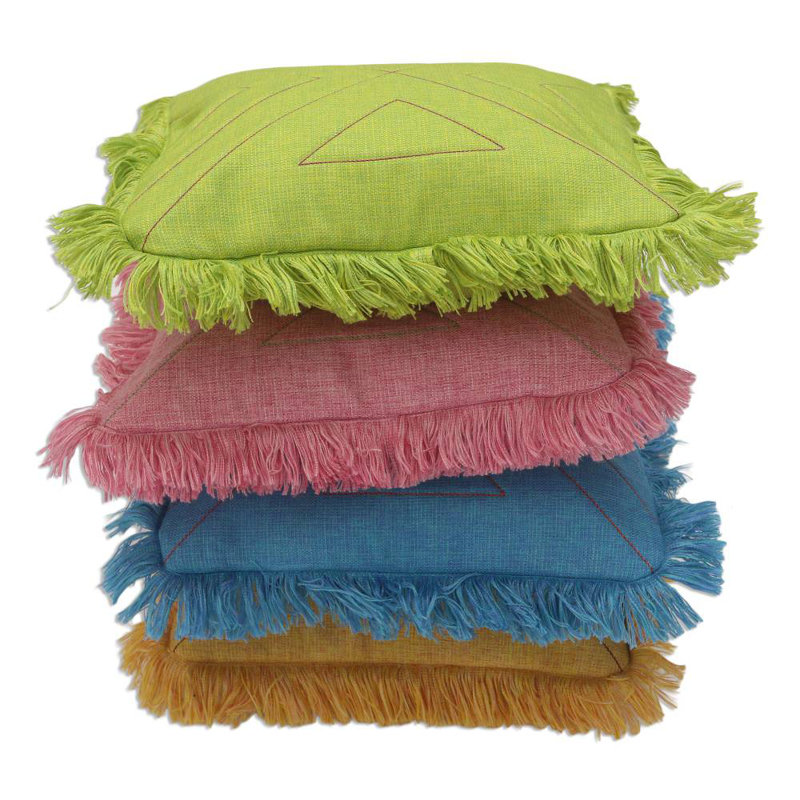  Ensemble de housse de coussin carré en coton 4 pièces Triangle