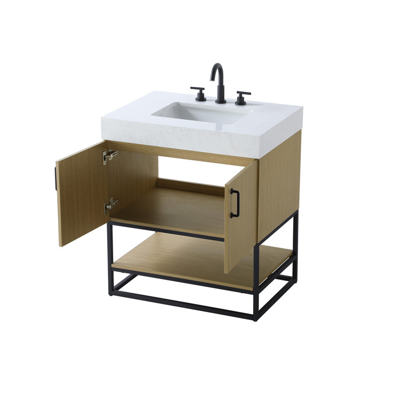 Meuble-lavabo simple 30 po, Brun miel