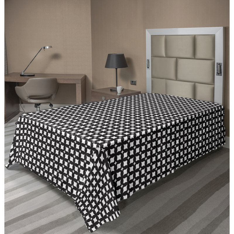 Drap plat moderne de style bohème Ambesonne, Blanc cassé / motif abstrait noir 1, Drap plat pour lit simple