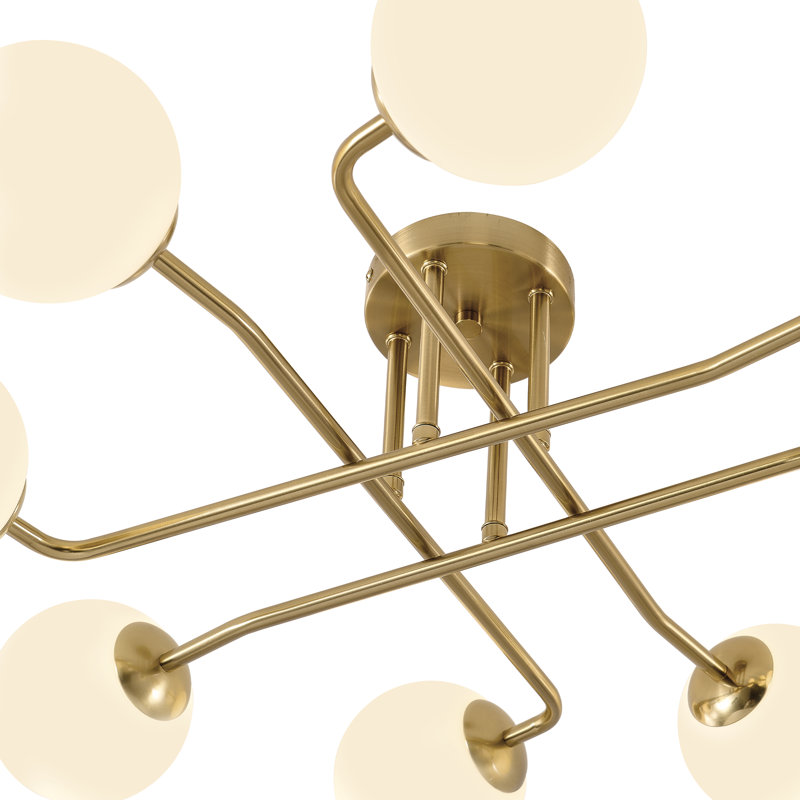 Plafonnier semi-encastré 8 lumières Spoutnik, Laiton poli