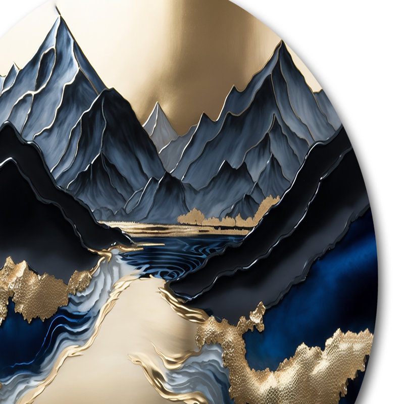 Brando Golden Mountains and River sur impression métallique, H 23 po x l 23 po x P 1 po