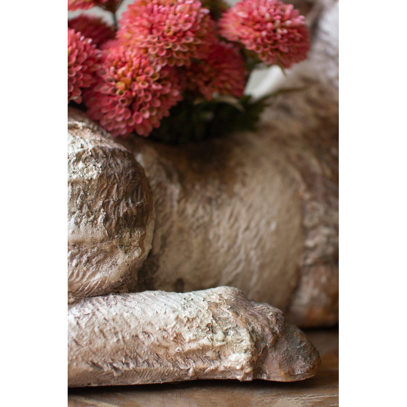  Faux Concrete Sheep Planter – Whimsical Farm Decor – 13"H Decorative Pot