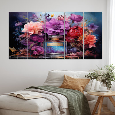 Floral Perfume Vibrant Elegance IV Fashion Wall Decor on Metal