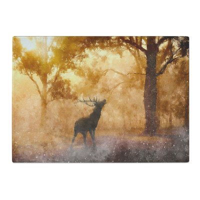 Tempered Glass Deer Stag in an Autumn Forest Chopping Board