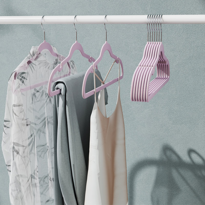 Velvet Hangers, Pack 20 Coat Hangers For Clothes, Non-Slip, With Shoulder Notches, Trouser Bar, 360° Swivel Hook, Space-Saving, 0.6 Cm Thick, 43 Cm Long