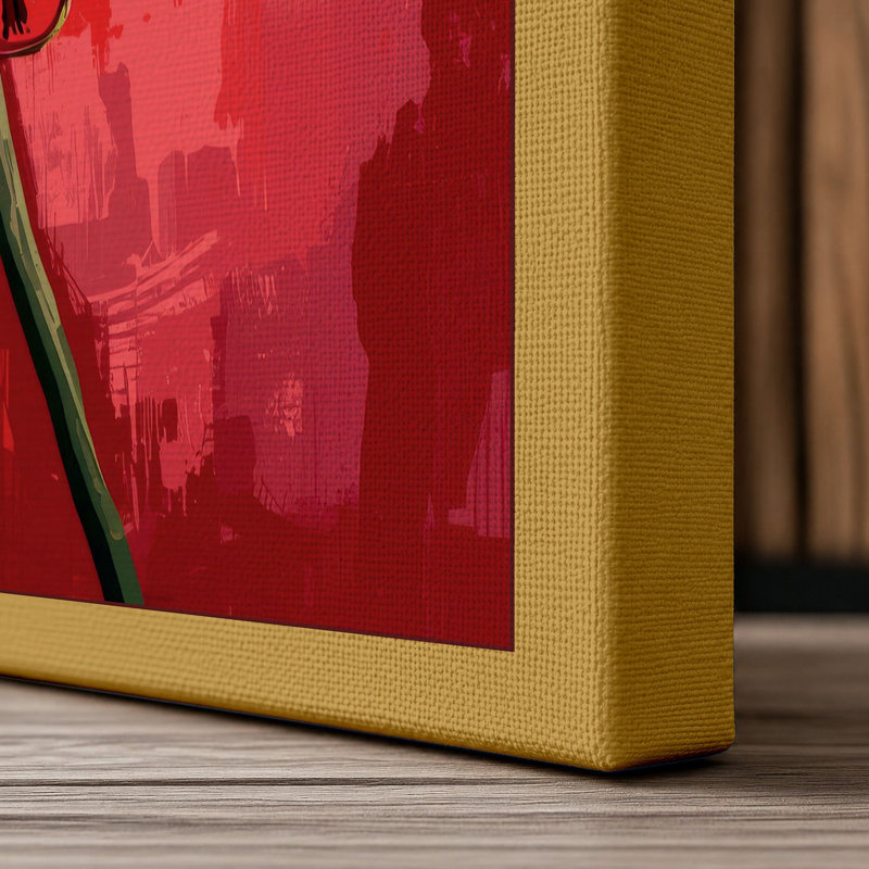 Magenta Carnation Botanical - Wrapped Canvas, 18x12 - 45.7 x 30.5 cm, Ochre Border