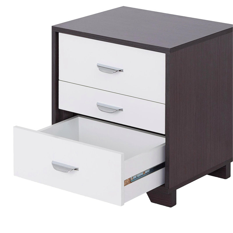 White and Black 3-drawer Rectangular Accent Table, White/Black