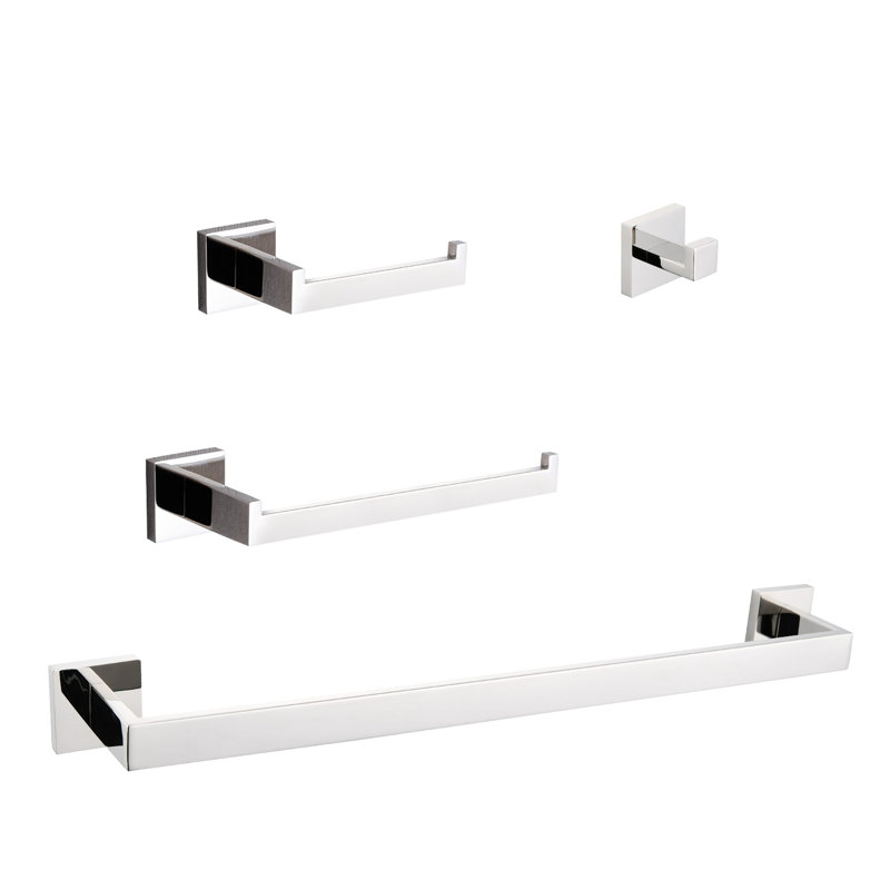 Combinaison de quincaillerie pour salle de bain 4 - Acier inoxydable, conception moderne, résistante aux égratignures et à la corrosion, assemblage en acier facile à assembler, protection contre les égratignures, entretien de la rouille, facile
