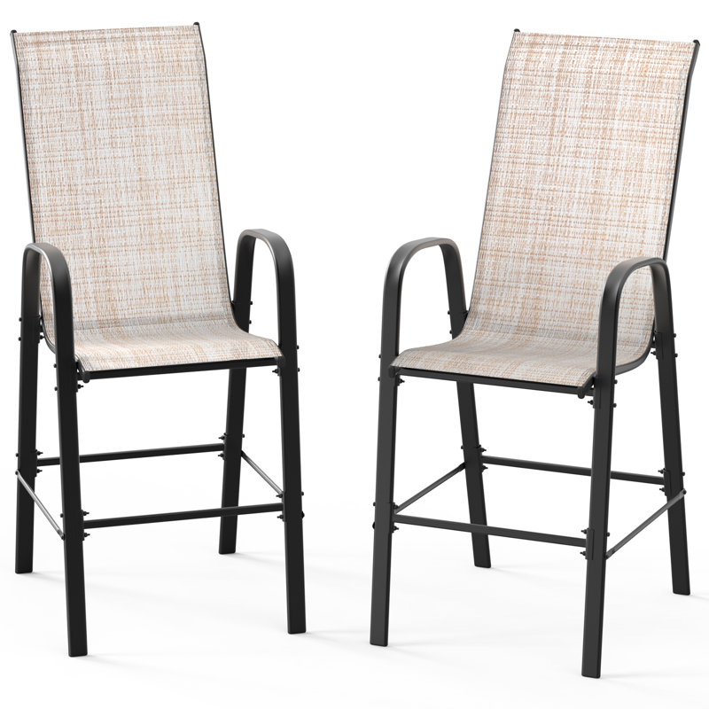 Chaises de salle à manger d'extérieur empilables (ensemble de 4), Jaune / Noir
