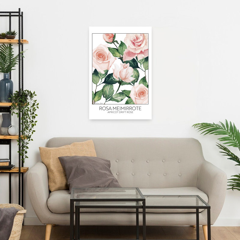Abricot à la dérive, rose, art contemporain de fleur rose, H 24 po x l 16 po