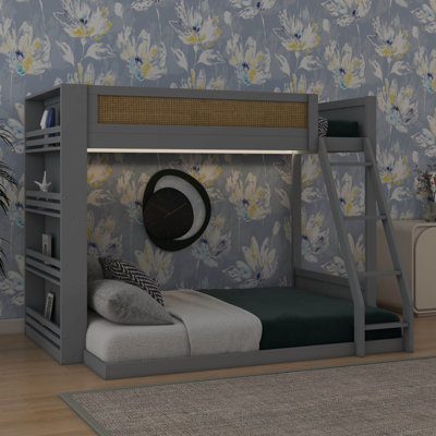 Twin-Over-Full Bunk Bed With Built-In Shelf And Interior LED Lighting