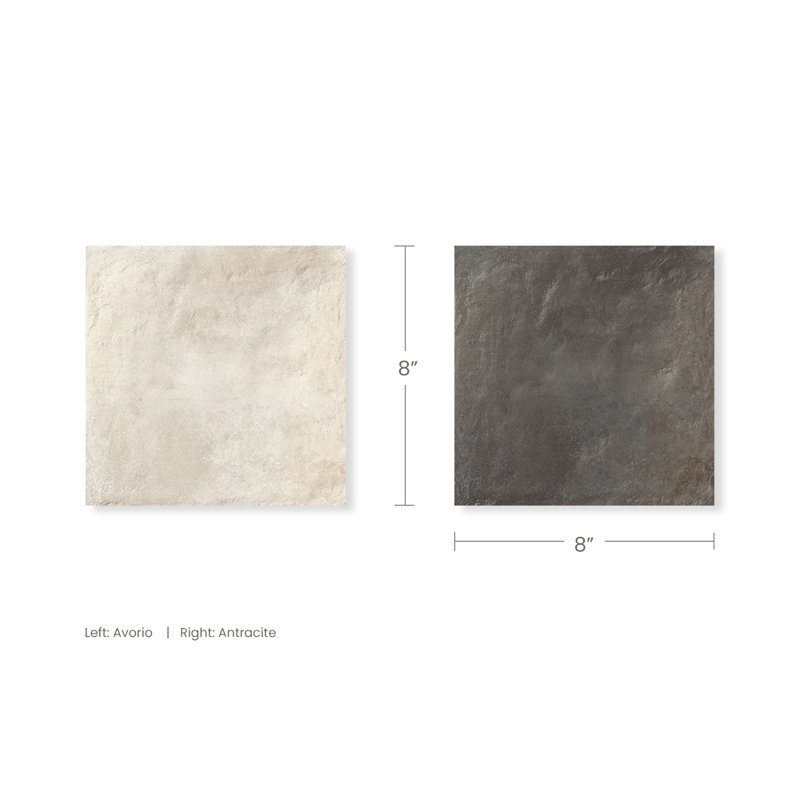 Autumn Essentials Checkerboard 8X8 Porcelain Tile, Ivory/Graphite