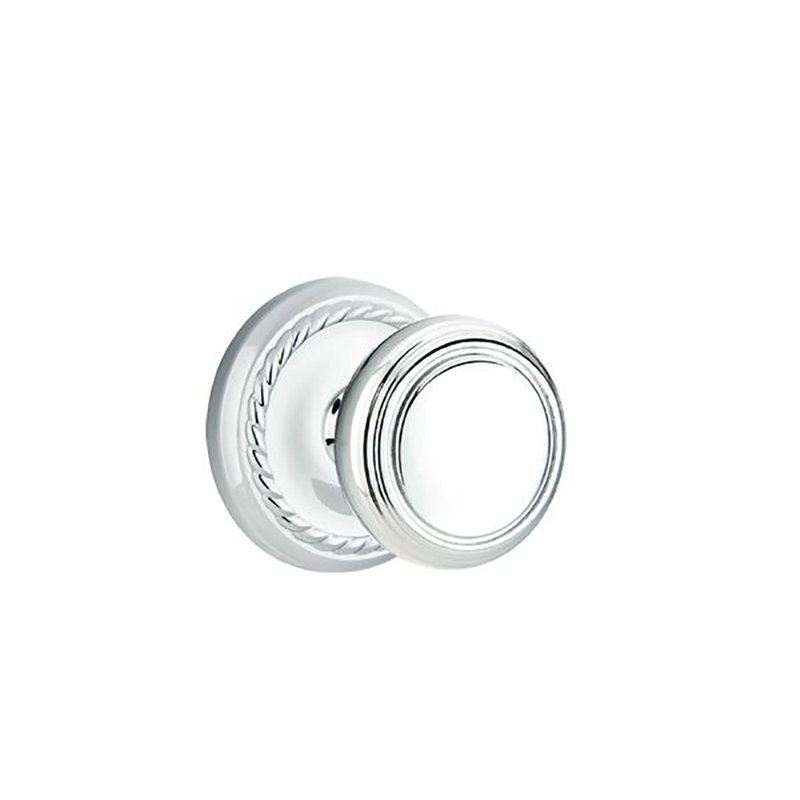 Ensemble de boutons d'intimité Emtek avec rosette en corde et bouton Norwich, Chrome poli