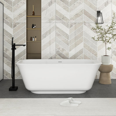 67" White Acrylic Freestanding Bathtub