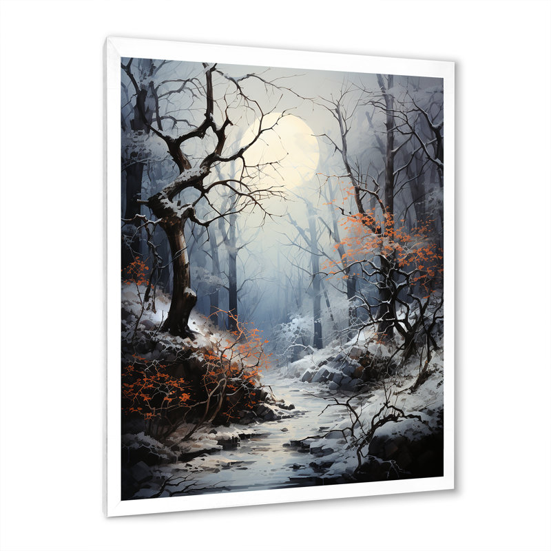 Moonlit Shadows In Winter IV sur toile, Cadre photo blanc, H 20 po x l 12 po x P 1 po