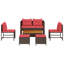 Ensemble de canapé de jardin vidaXL avec coussin 6 pièces en rotin de polyester brun et rouge-1915852080-1915852081