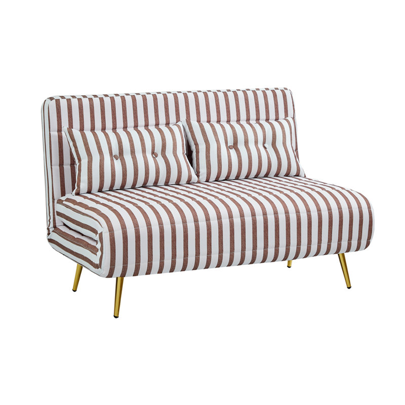 Guille 2 Seater Sofa Bed, 79cm H x 118cm W x 81cm D, Brown Stripe Polyester
