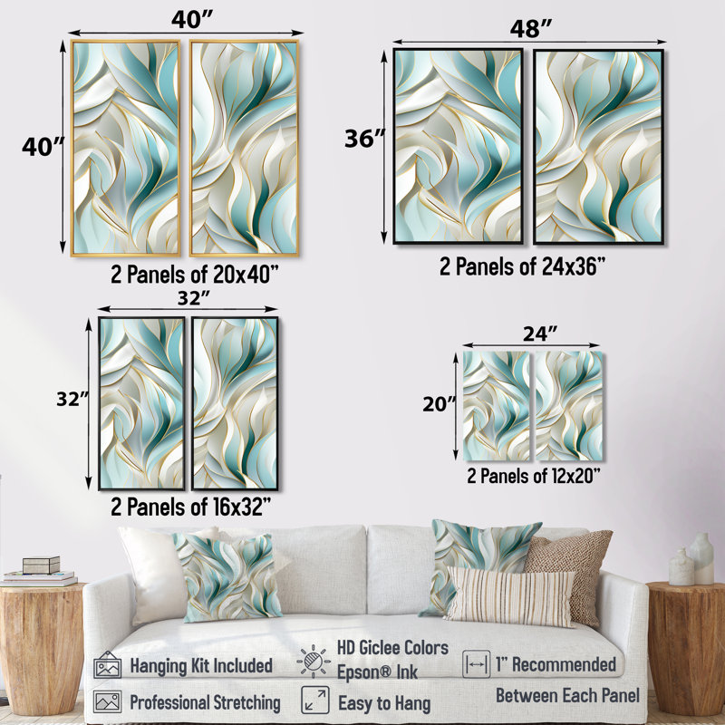 «Green and White Sparkling Dazzle Glamour», impressions sur toile vertes, 40" H x 40" W, Gold