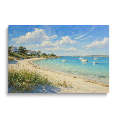 Tableau multicolore sur toile représentant un paysage côtier en bord de mer, œuvre d'art murale picturale pour salon, salle à manger et chambre.