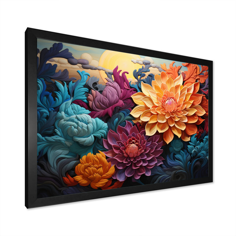 Sian Art Mandala Sky I - Asian Canvas Wall Art, H 24 po x l 32 po x P 1 po, Cadre photo noir