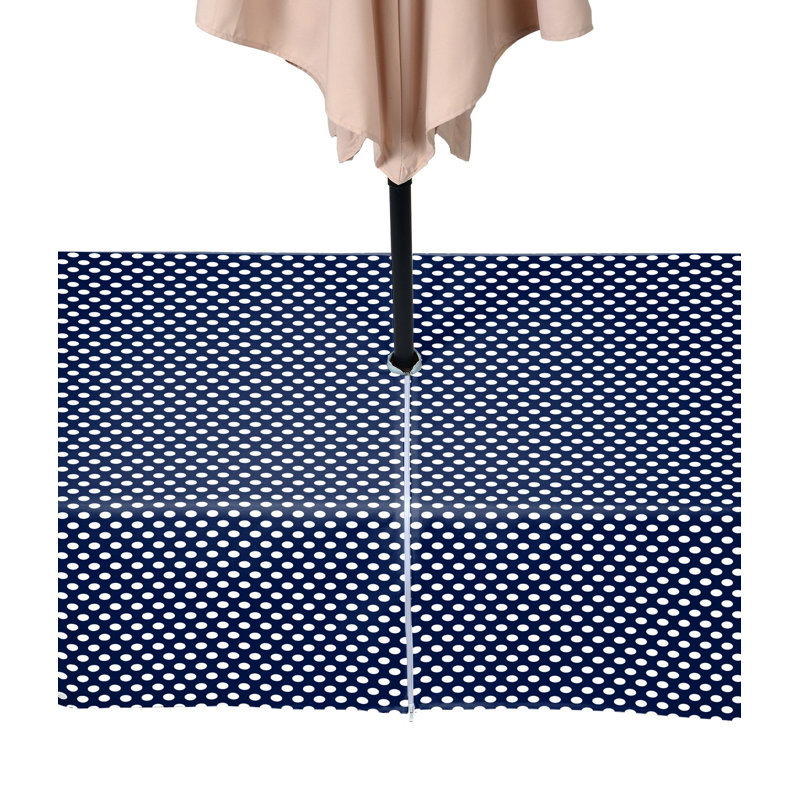 Dot on Water Repellent Round Tablecloth, 104" x 60", Blue