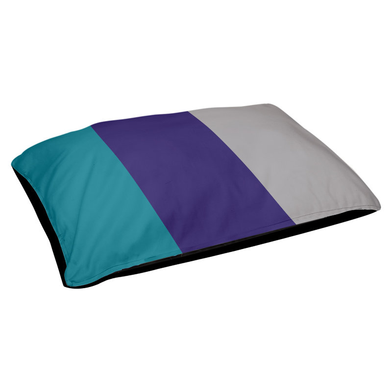 Coussin rectangulaire designer Seattle, Moyen (L 18 po x l 28 po), Bleu sarcelle / mauve foncé / gris