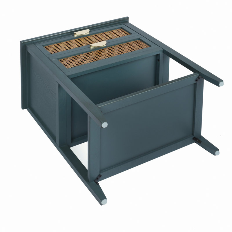 Table de bout avec 2 tiroirs, table d'appoint pour chambre à coucher et salon, Vert