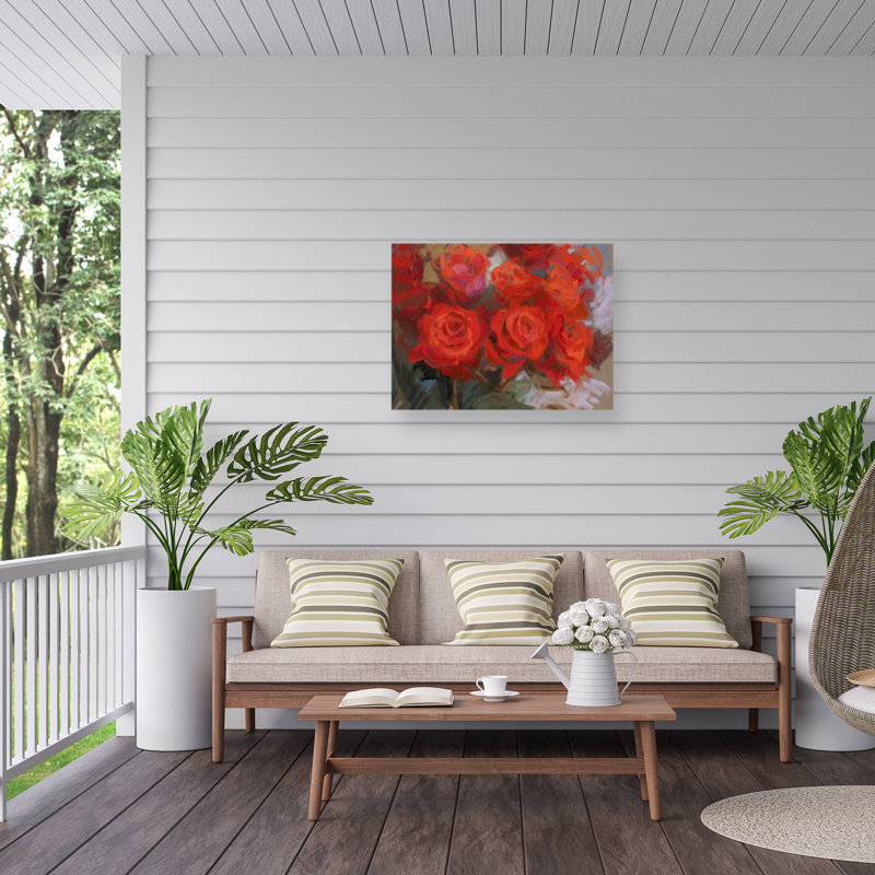 Christine Debrosky Crimson Roses Outdoor  Canvas, H 24 po x l 32 po