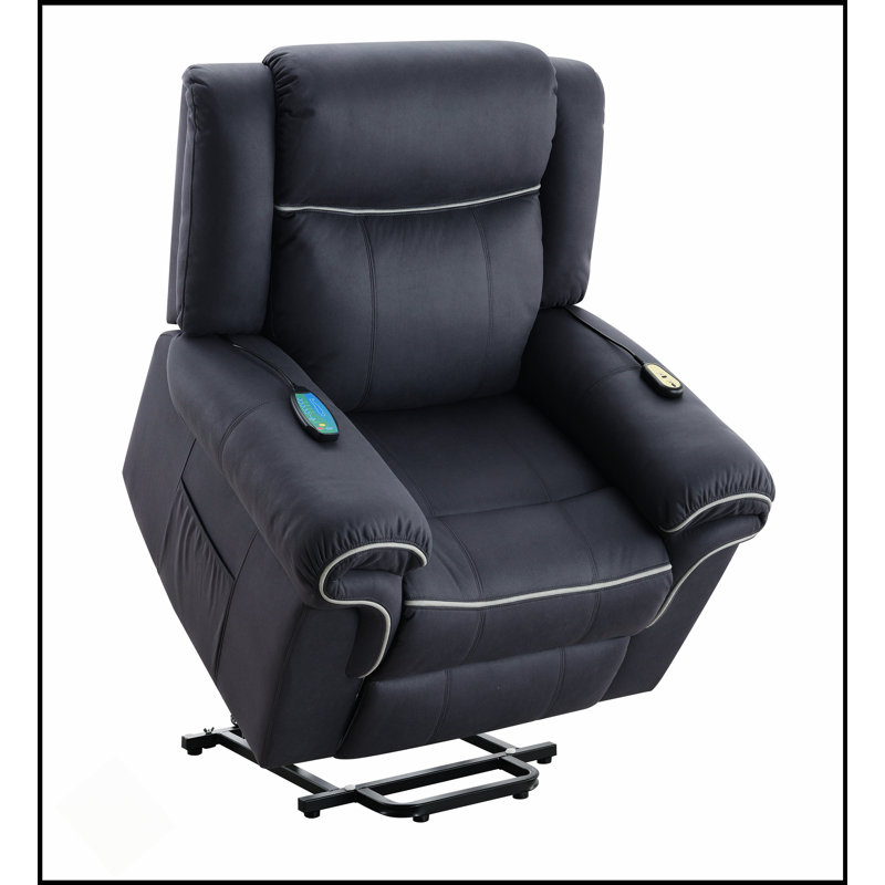 Fauteuil inclinable électrique en microfibre Domana, Bleu très foncé