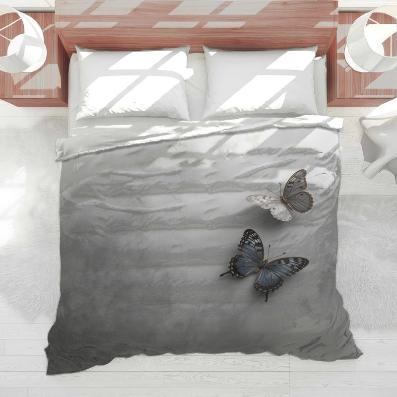 Two Butterflies On Surface Comforter, Twin