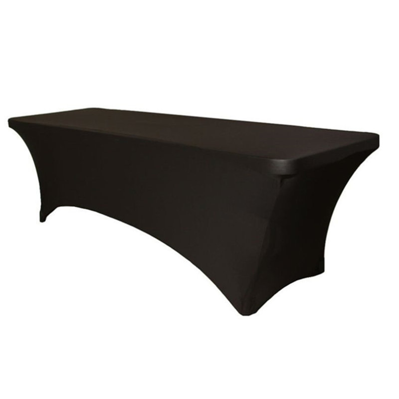 Slim Stretch Tablecloth Rectangular Spandex Table Cover, Black