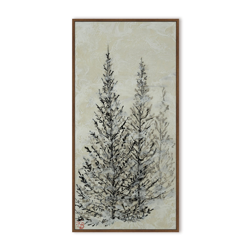 Nature Inspired "Silent Pines" Canvas Wall Art By , 48" H x 24" W x 1.125" D, Framed Print, Brown