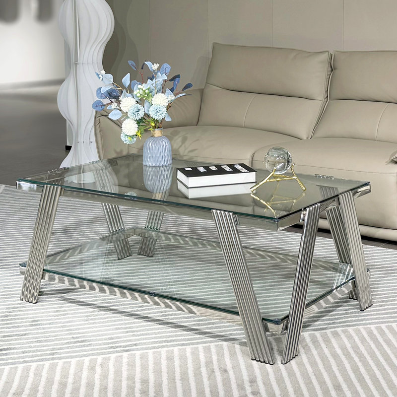 Table basse Allyse, Transparent, Argent