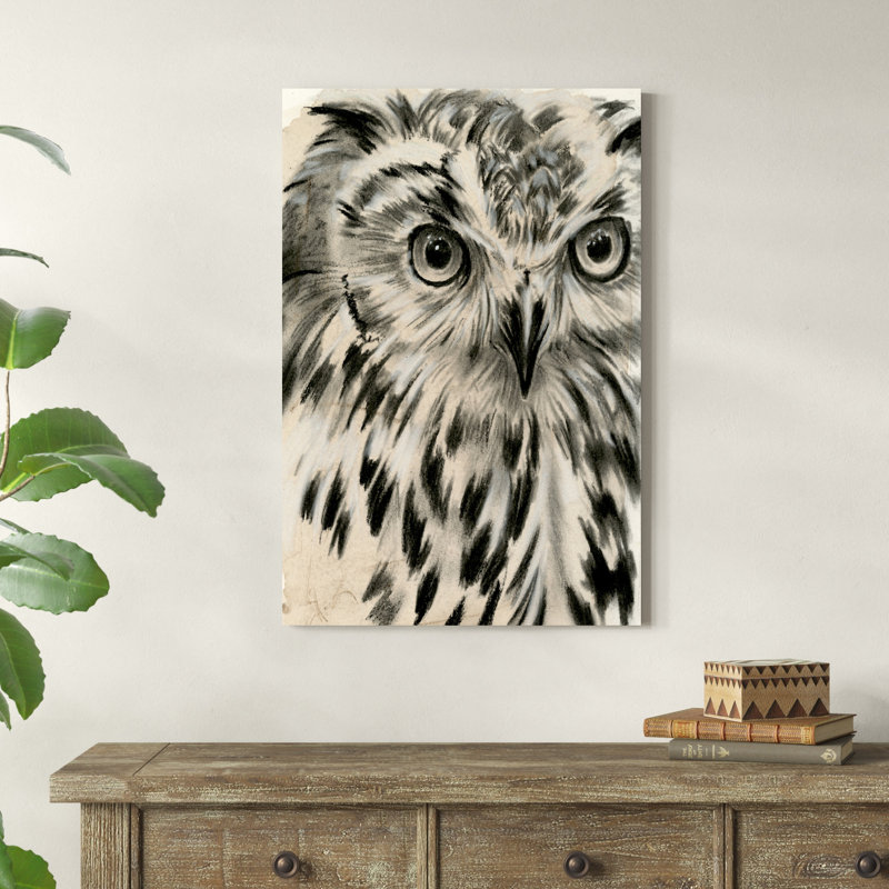 Hibou gris anthracite I, H 36 po x l 24 po x P 1,25 po